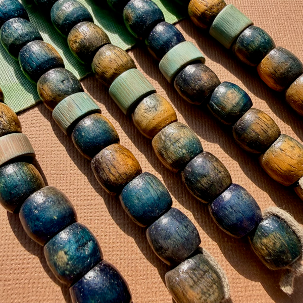 Blue Wood Barrel Beads - 100 Pieces