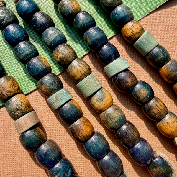 Blue Wood Barrel Beads - 100 Pieces