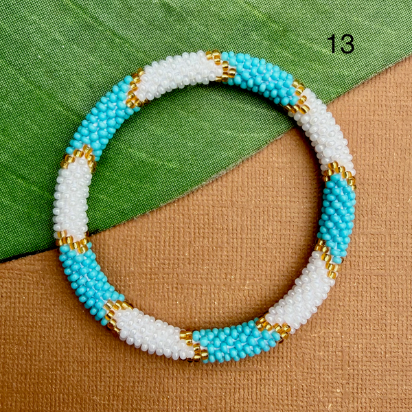 Blue Sky (Blues) Beaded Bangles