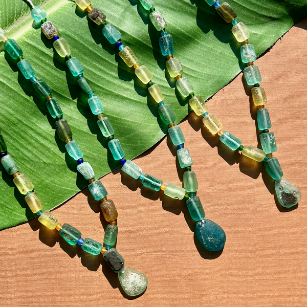 Roman Glass Brick Bead Strands