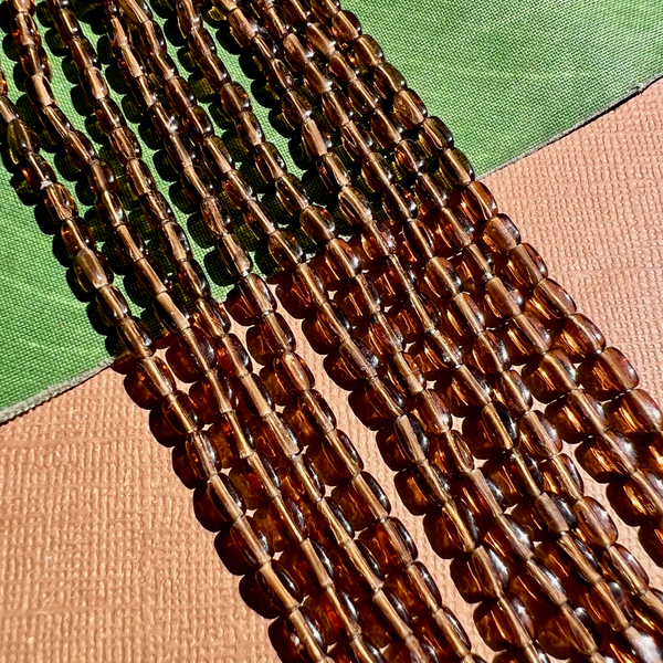 Translucent Brown Tube Beads - 100 Pieces