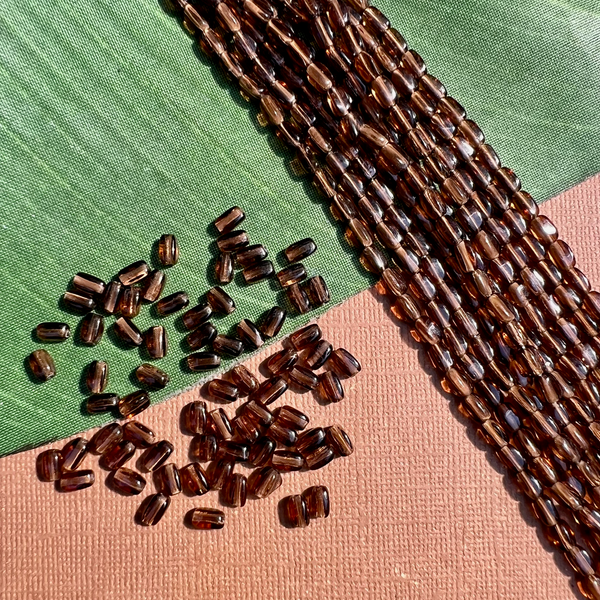 Translucent Brown Tube Beads - 100 Pieces