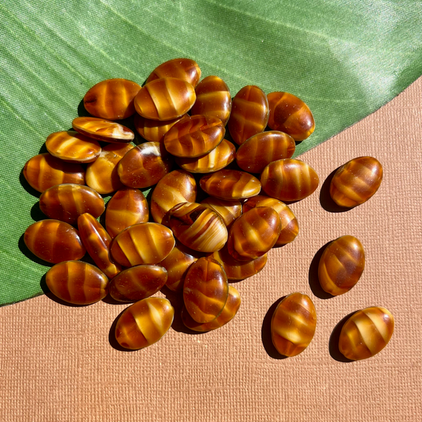Czech Brown & Cream Ovals - 30 Pieces