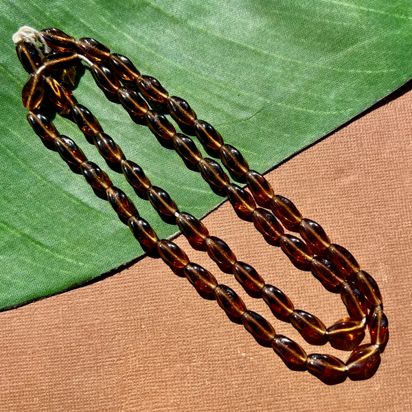 Brown Twisted Small Tube Beads - 50 Pieces