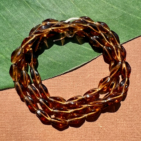 Brown Twisted Small Tube Beads - 50 Pieces