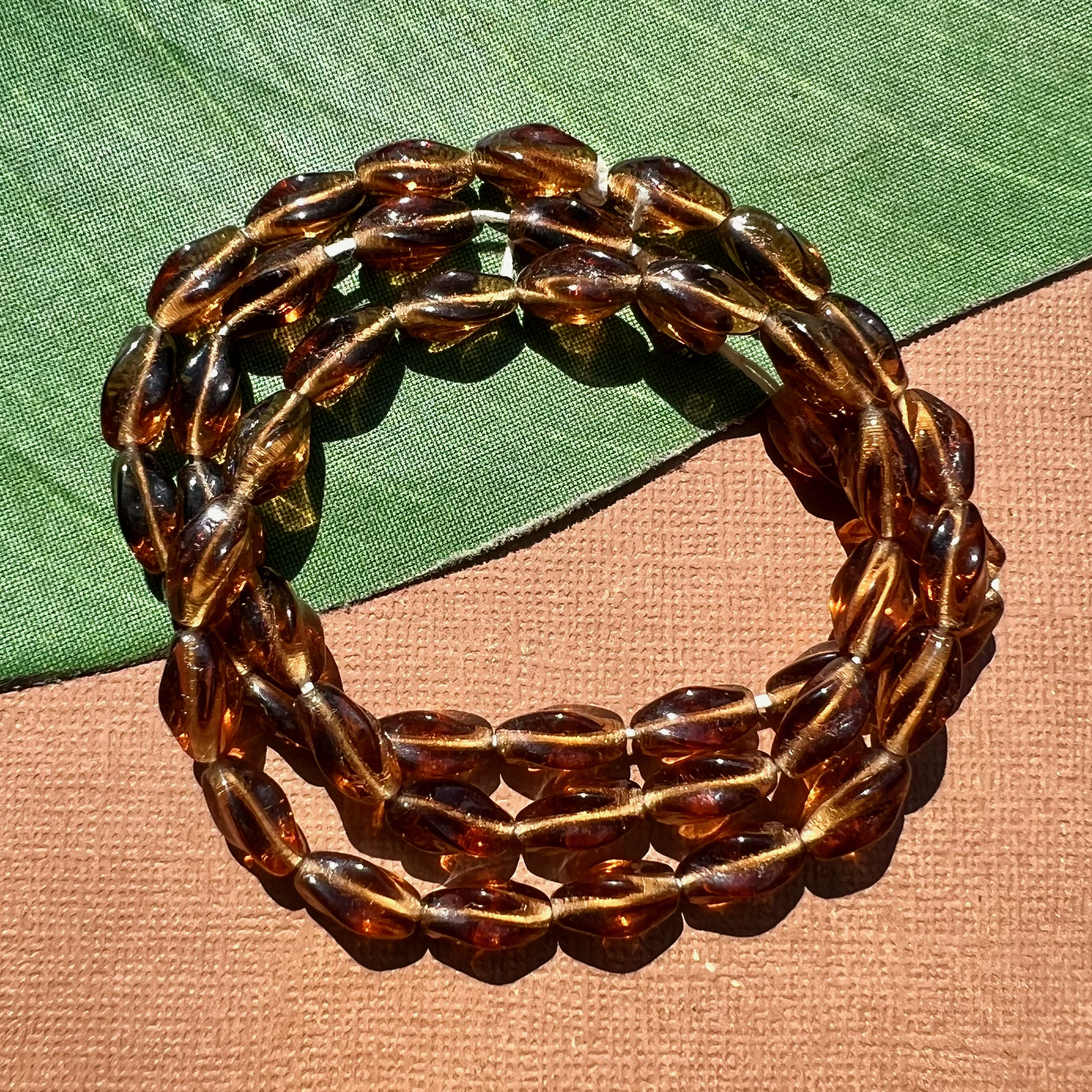 Brown Twisted Small Tube Beads - 50 Pieces