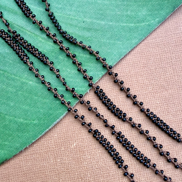 Dark Brown & Black Silk & Seed Bead Necklace