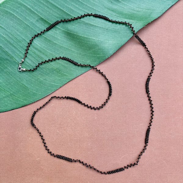 Dark Brown & Black Silk & Seed Bead Necklace