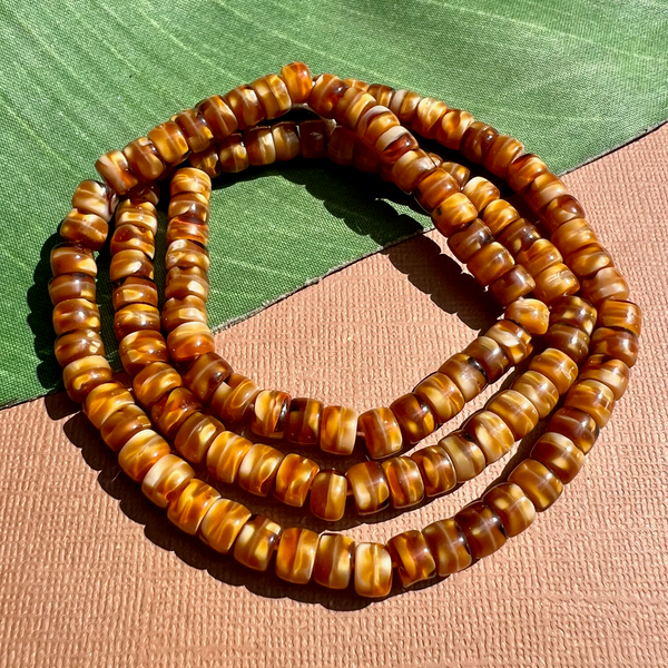 Brown & Cream Rondelle Beads - 125 Piece