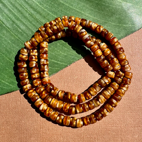 Brown & Cream Rondelle Beads - 125 Piece