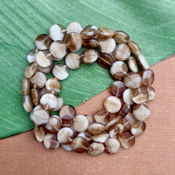 Brown & Cream Matte Aspirin Beads - 74 Pieces