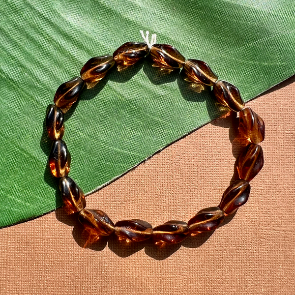 Brown Twisted Tube Beads - 50 Pieces