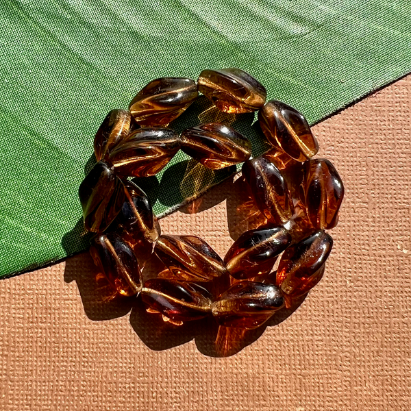 Brown Twisted Tube Beads - 50 Pieces