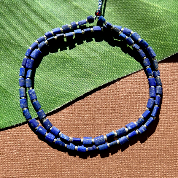 Lapis Organic Rectangle Tassel Necklace