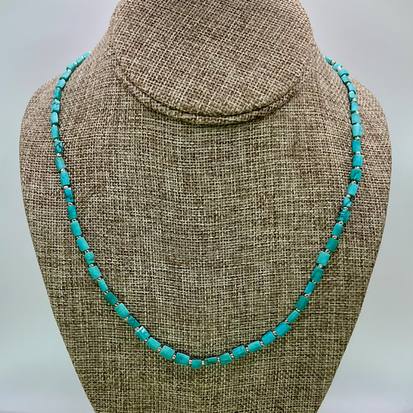 Turquoise Organic Rectangle Tassel Necklace