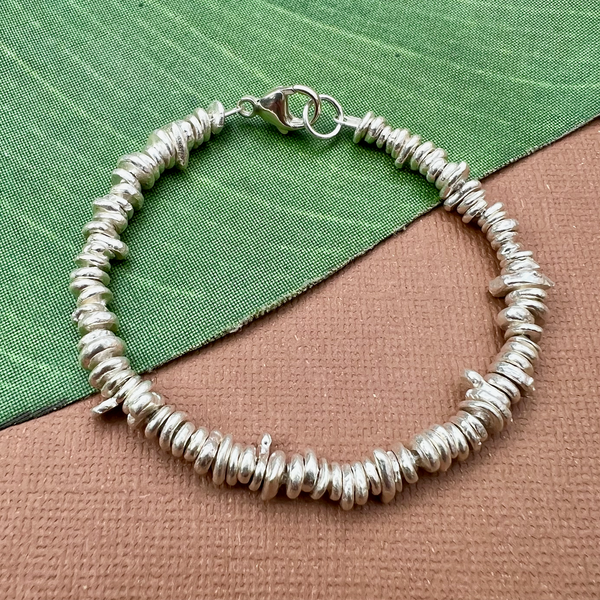 Hill Tribe Fine Silver Irregular 6mm Chip Bead Bracelet