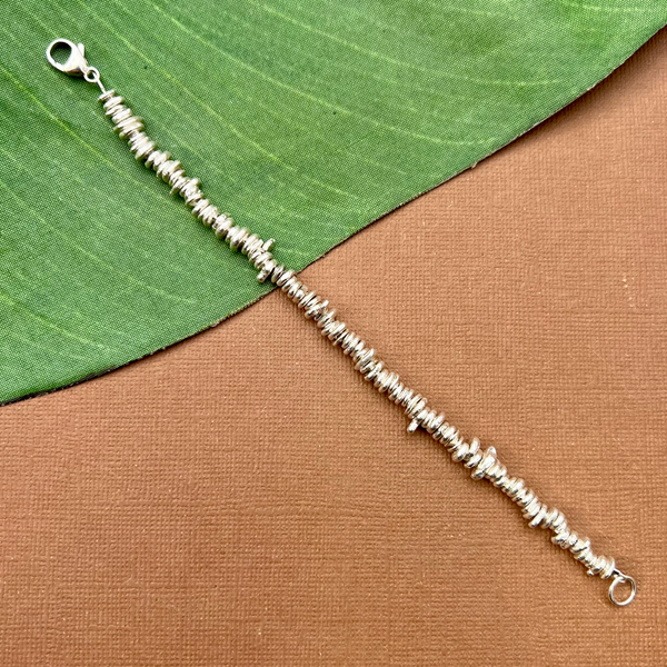 Hill Tribe Fine Silver Irregular 6mm Chip Bead Bracelet