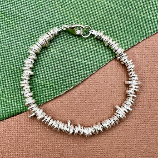 Hill Tribe Fine Silver Irregular 6mm Chip Bead Bracelet