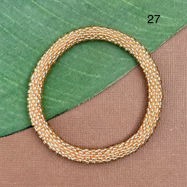 Biscuit (Cream, Neutral, Gold) Beaded Bangles
