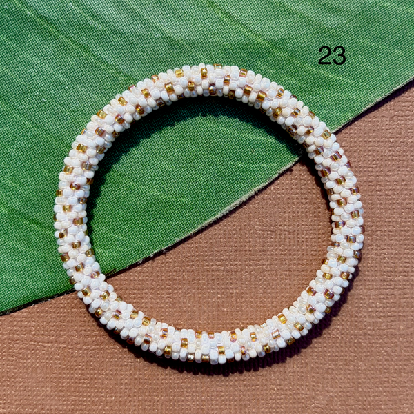 Biscuit (Cream, Neutral, Gold) Beaded Bangles