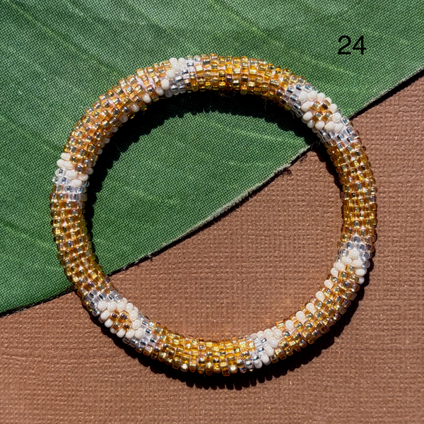 Biscuit (Cream, Neutral, Gold) Beaded Bangles