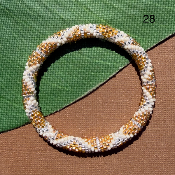 Biscuit (Cream, Neutral, Gold) Beaded Bangles
