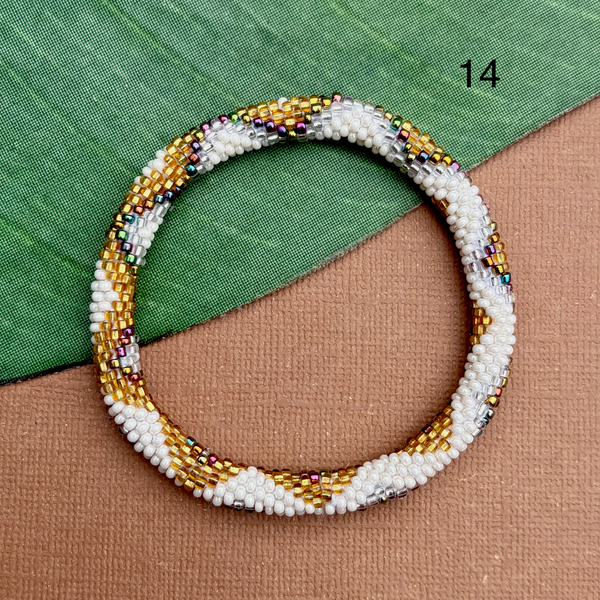 Biscuit (Cream, Neutral, Gold) Beaded Bangles