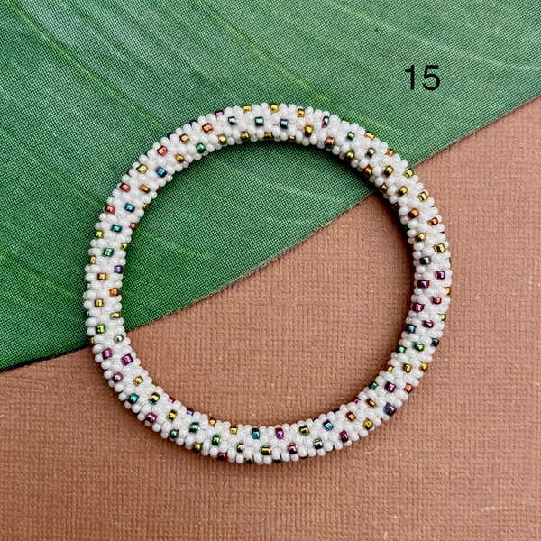 Biscuit (Cream, Neutral, Gold) Beaded Bangles