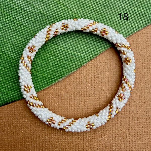 Biscuit (Cream, Neutral, Gold) Beaded Bangles