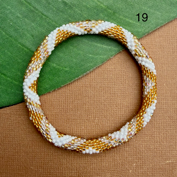 Biscuit (Cream, Neutral, Gold) Beaded Bangles