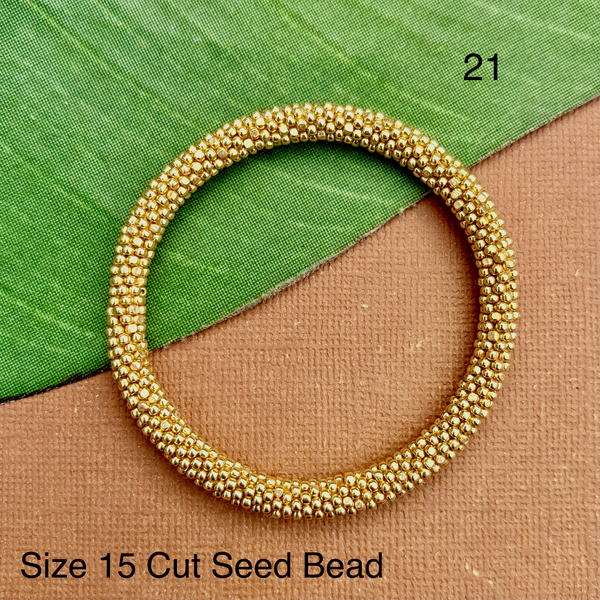 Biscuit (Cream, Neutral, Gold) Beaded Bangles