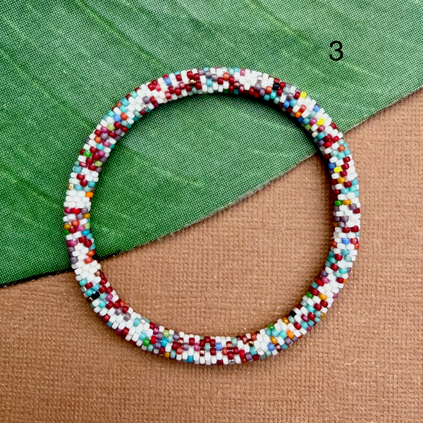 Biscuit (Cream, Neutral, Gold) Beaded Bangles