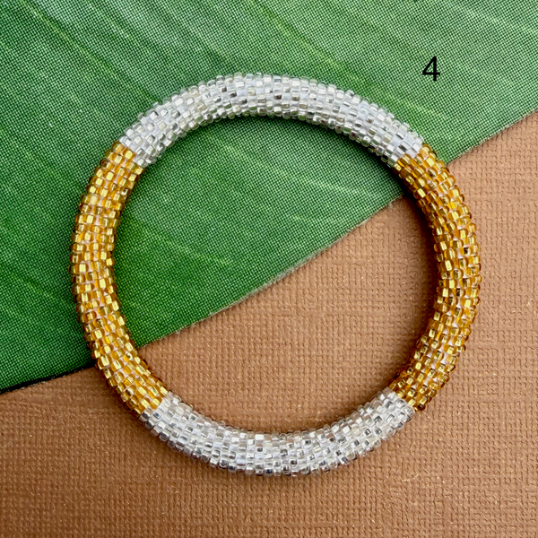 Biscuit (Cream, Neutral, Gold) Beaded Bangles