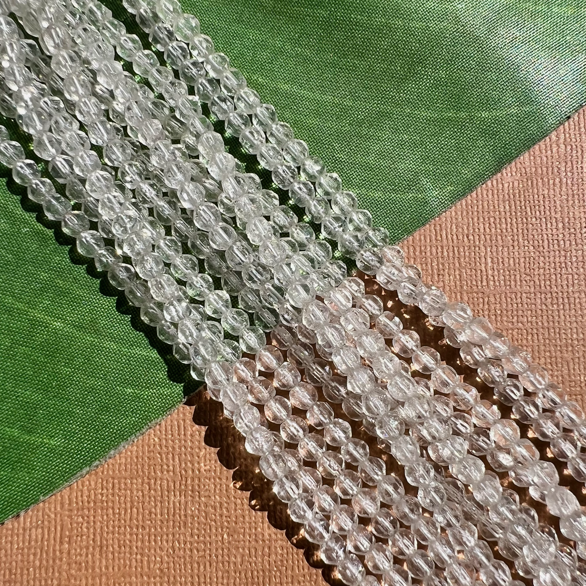 Faceted Small Round Crystal Glass - 100 Pieces