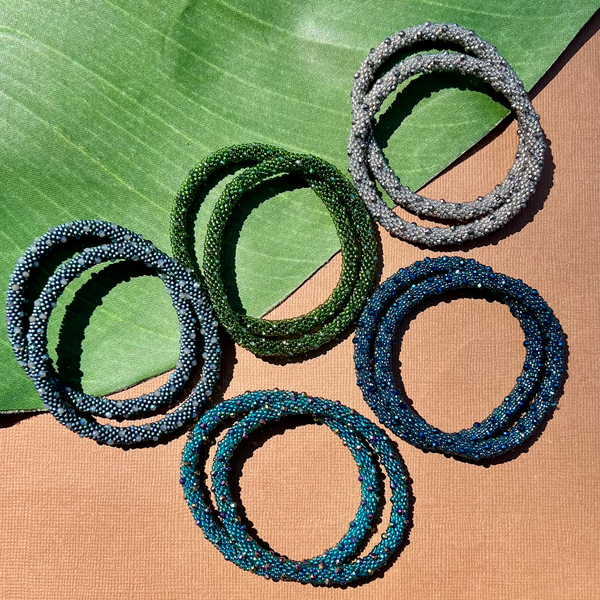 Green Fire Polish Crystal Bangles