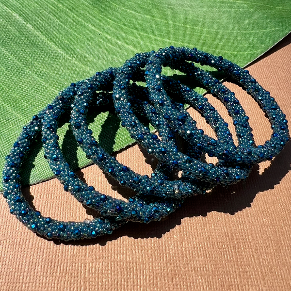 Blue Fire Polish Crystal Bangles