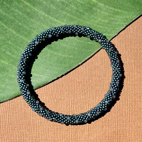 Blue Gray Fire Polish Crystal Bangles
