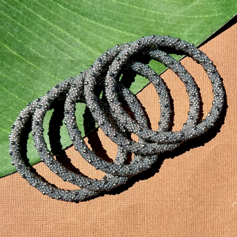 Silver Fire Polish Crystal Bangles