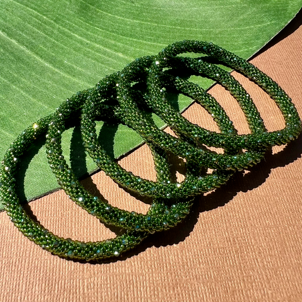 Green Fire Polish Crystal Bangles