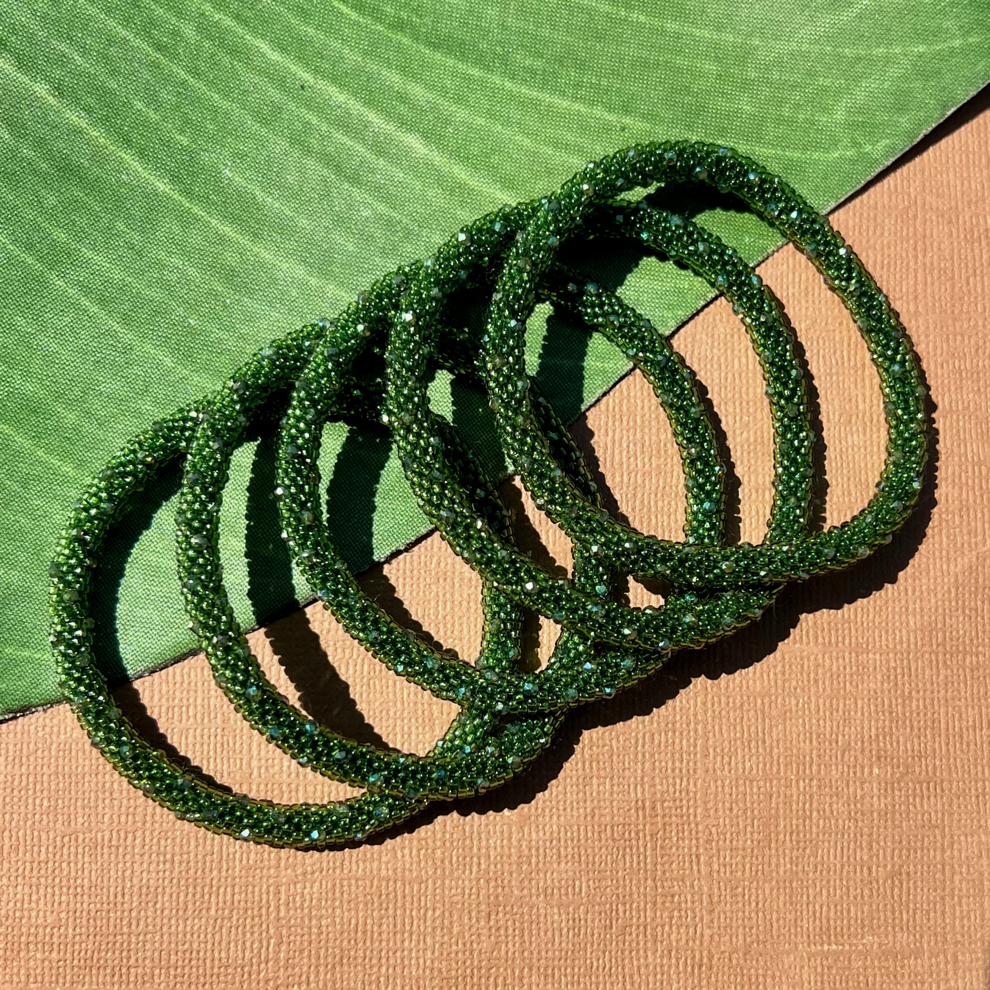 Green Fire Polish Crystal Bangles