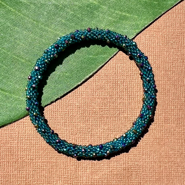 Teal Fire Polish Crystal Bangles