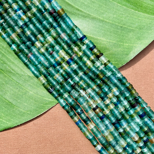 Roman Glass Cylinder 6mm Bead Strands