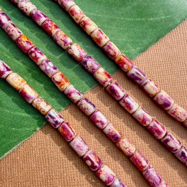 Picasso Purple, Pink, Yellow Cylinders - 45 Pieces