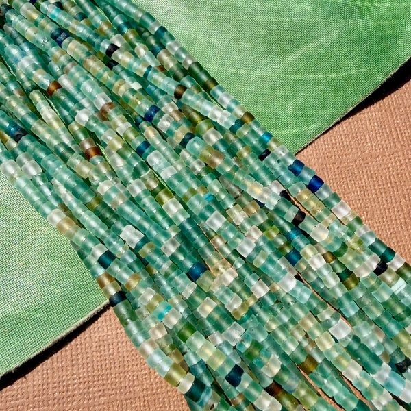 Roman Glass Cylinder 4mm Bead Strands