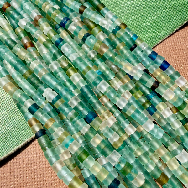 Roman Glass Cylinder 4mm Bead Strands