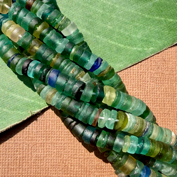 Roman Glass Cylinder 6mm to 7mm Bead Strands