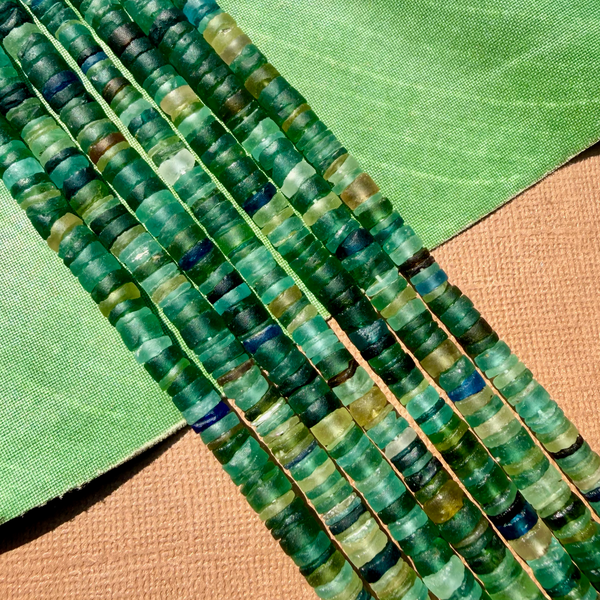 Roman Glass Cylinder 6mm to 7mm Bead Strands