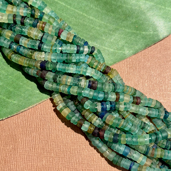 Roman Glass Cylinder 6mm Bead Strands
