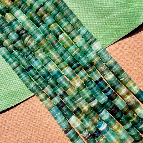 Roman Glass Cylinder 7mm to 10mm Bead Strands