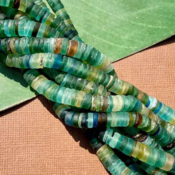 Roman Glass Cylinder 7mm to 10mm Bead Strands